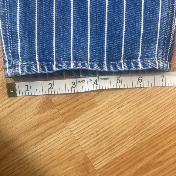 Striped High Rise Mom Jean Cropped 100% Cotton - Picture 9 of 15